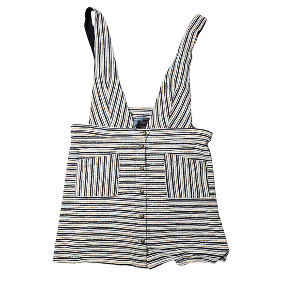 Modcloth Textured Haute On The Horizon Striped Button Down Overall Dress Size: 2 - Picture 1 of 6